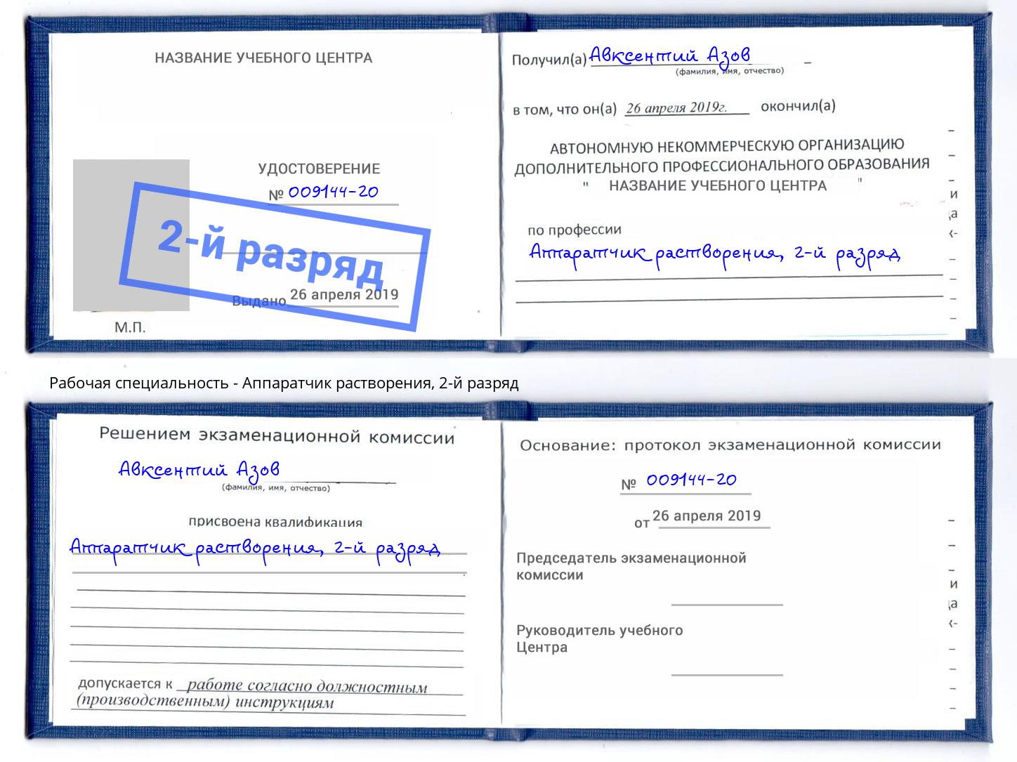 корочка 2-й разряд Аппаратчик растворения Лабинск