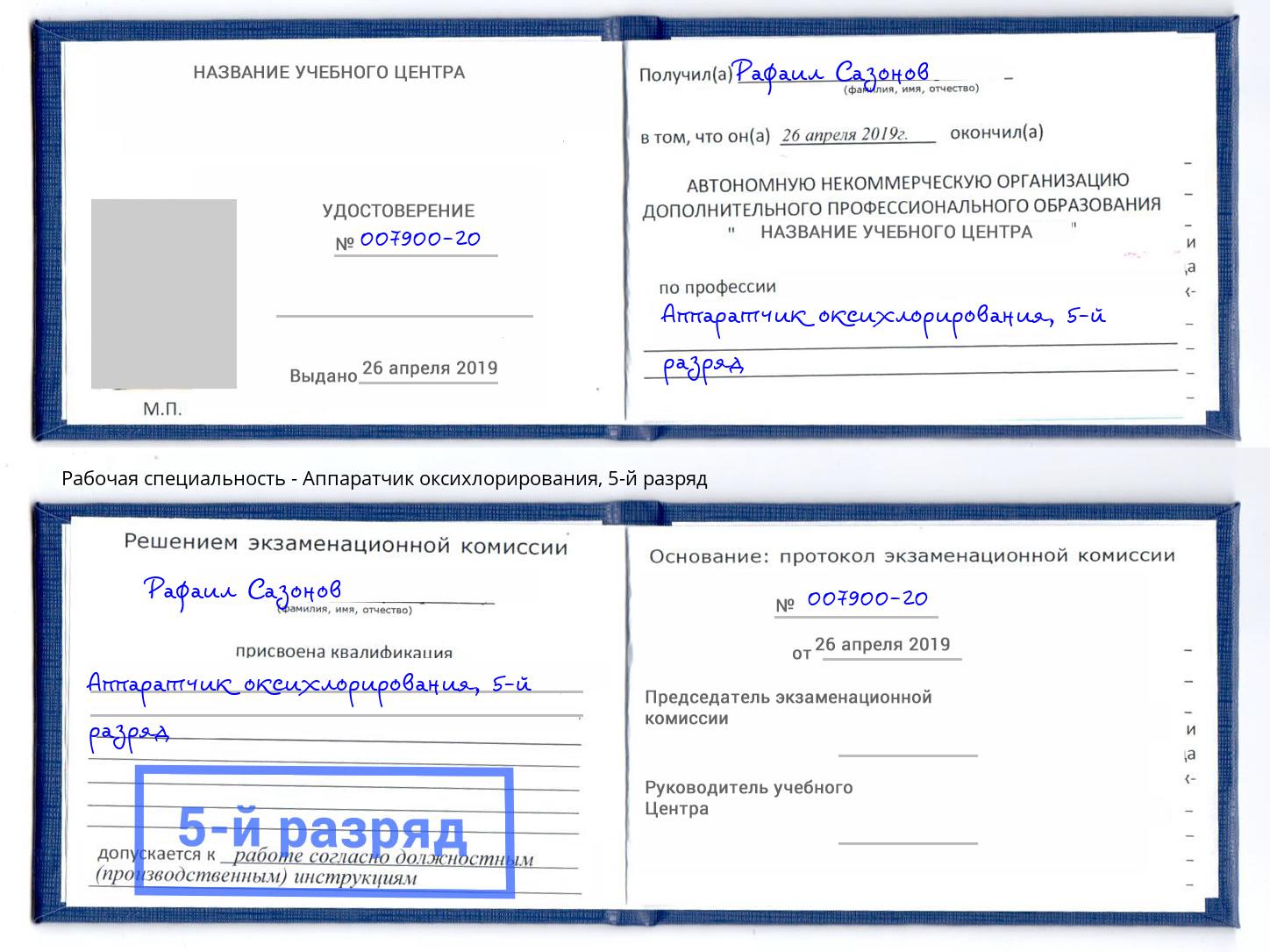 корочка 5-й разряд Аппаратчик оксихлорирования Лабинск